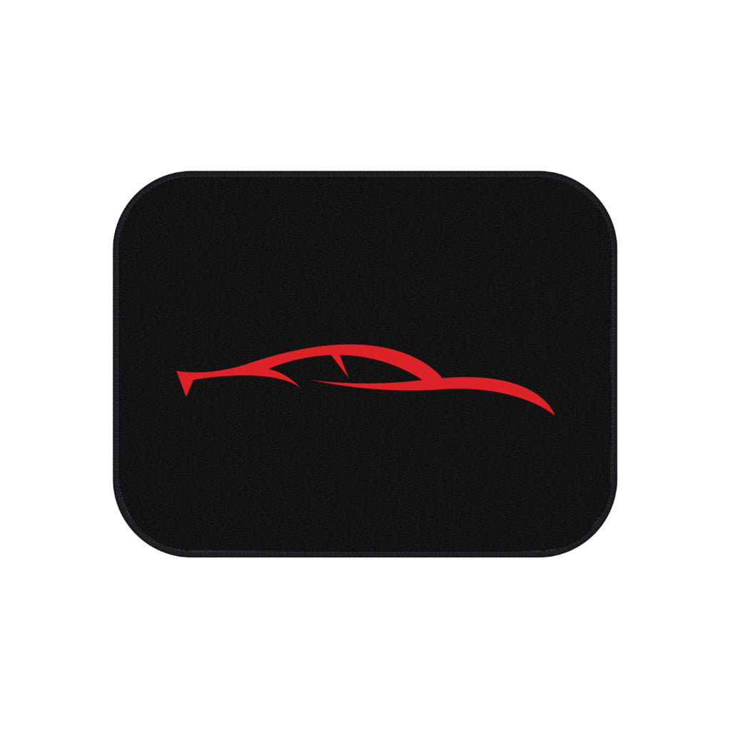 Car Mats — Rear Set of 2 Black Floor Mats with Red Sports Car Silhouette