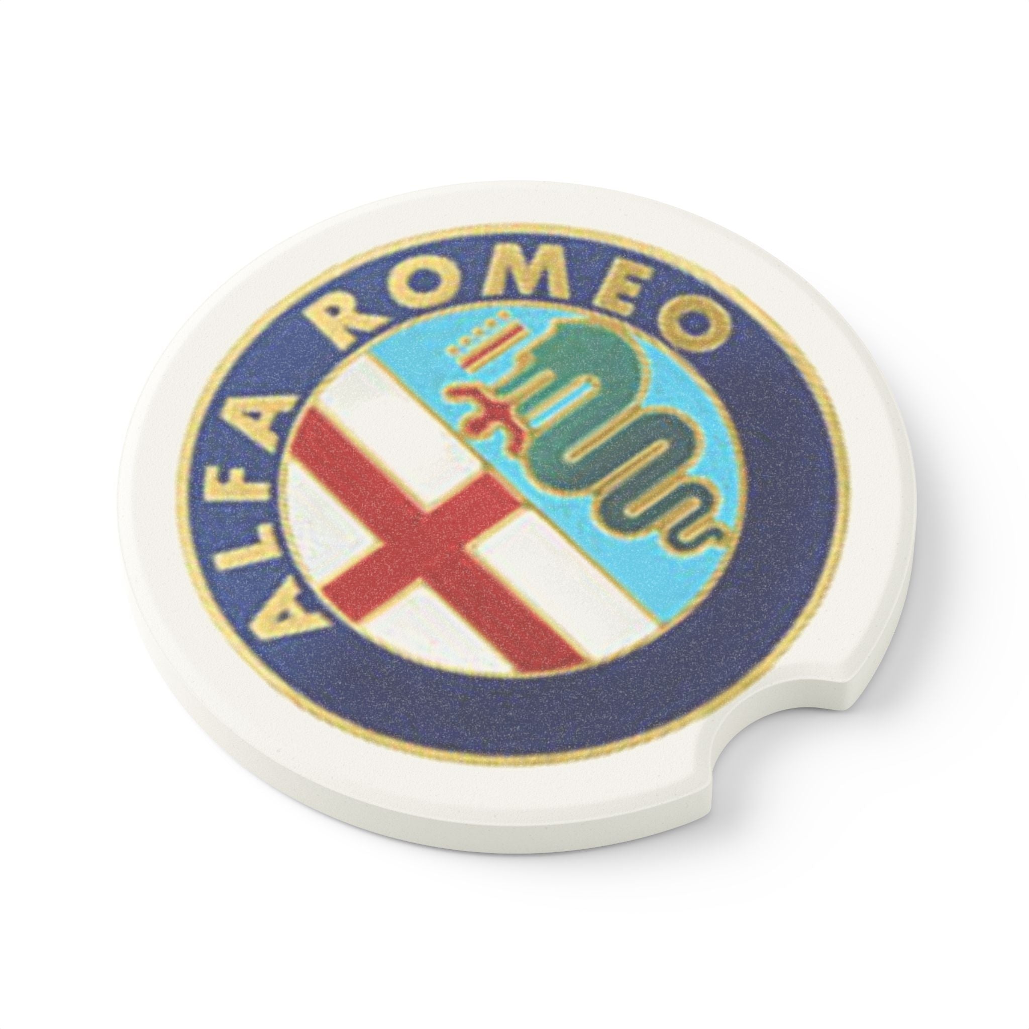 Soapstone Car Coaster — Vintage Alfa Romeo Emblem Car Cup Holder Coaster