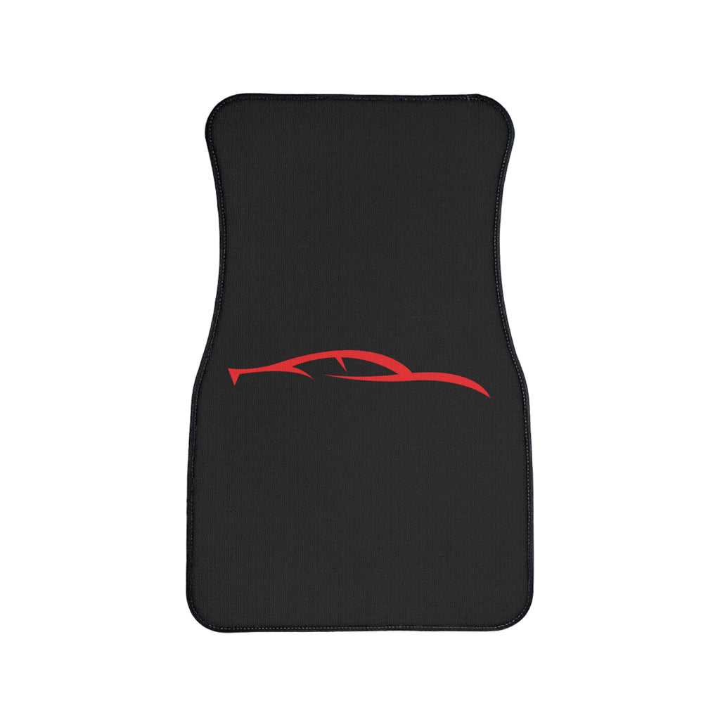 Car Floor Mat — Black with Red Sports Car Silhouette