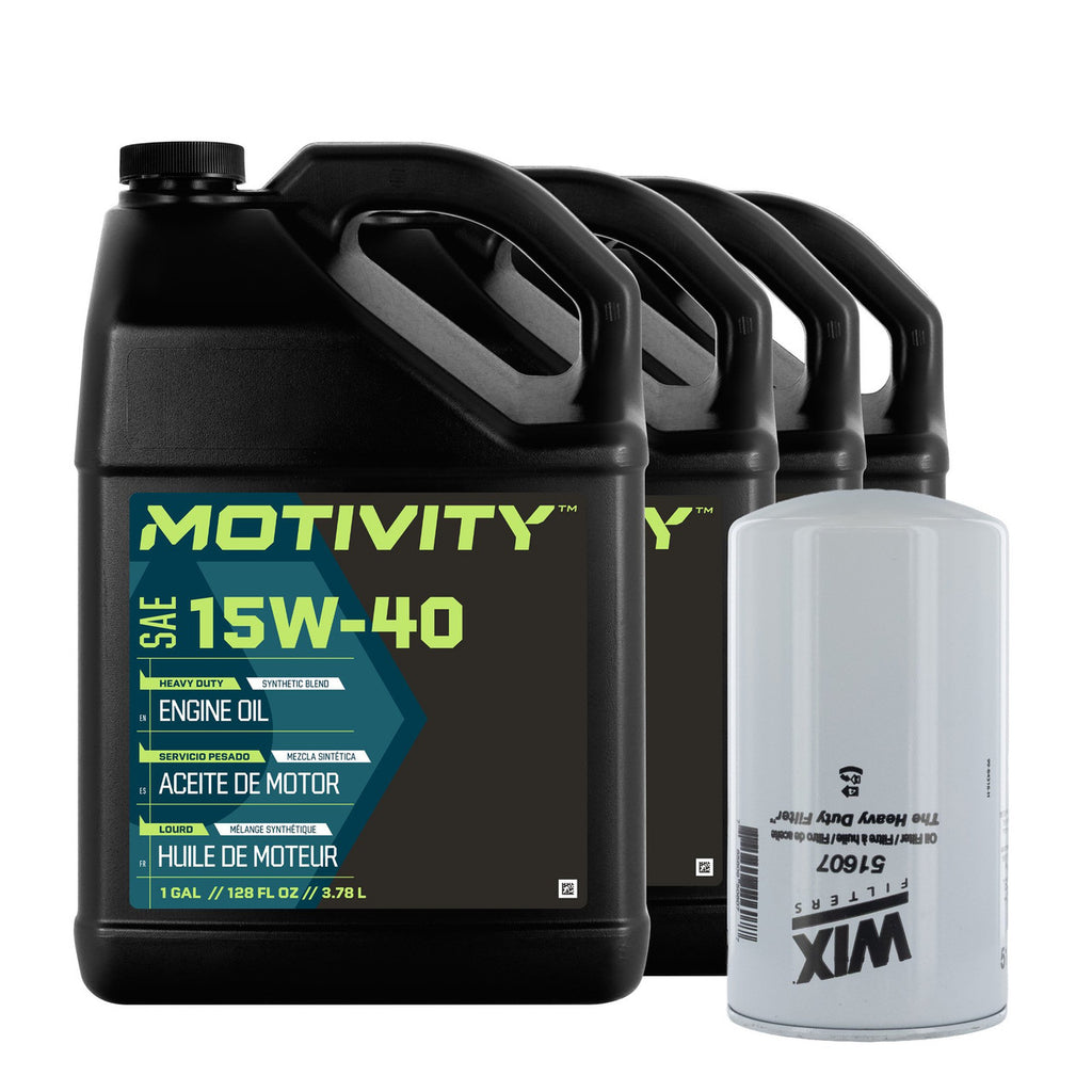 Motivity HD 15W40 Synthetic Oil Change Kit Fits Ram 2500 3500 4500 5500 6.7L/5.9L Cummins 1989-2024 - 4 Gallons