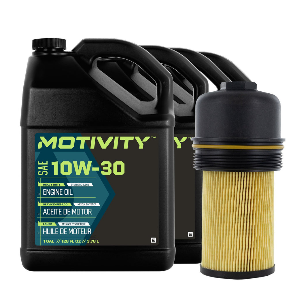 Motivity HD 10W30 Synthetic Oil Change Kit Fits Ford F250 F350 F450 F550 6.0L/6.4L Powerstroke 2003-2010 - 4 Gallons